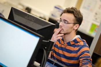 Student at computer